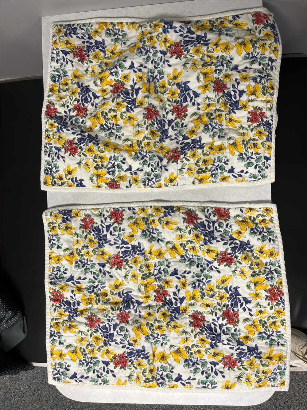 Threshold Floral Quilted Pillow Shams in White with Yellow, Navy & Red